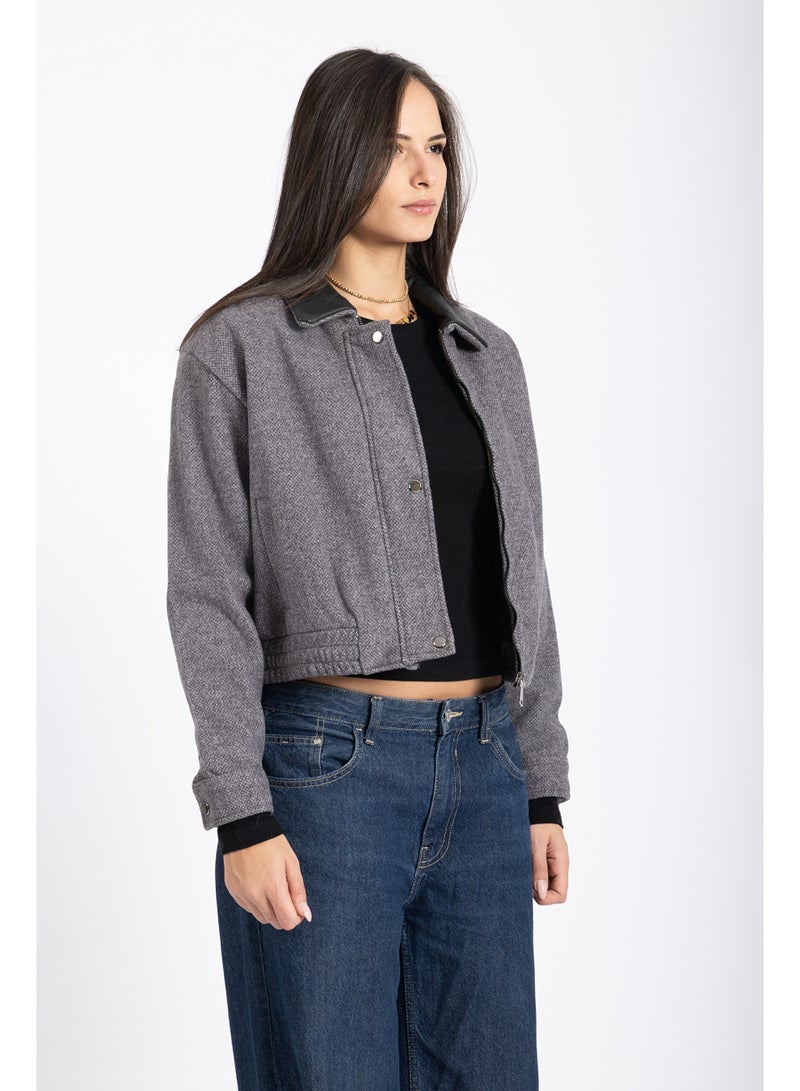 AMICI Grey bomber jacket(REAL LEATHER) - Image 2